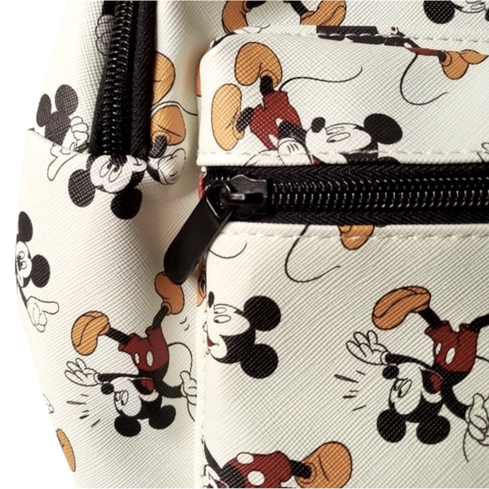 DISNEY x BIOWORLD Mini Backpack Mickey Mouse Print Ivory 11” x 9.5” NWT - Picture 2 of 11